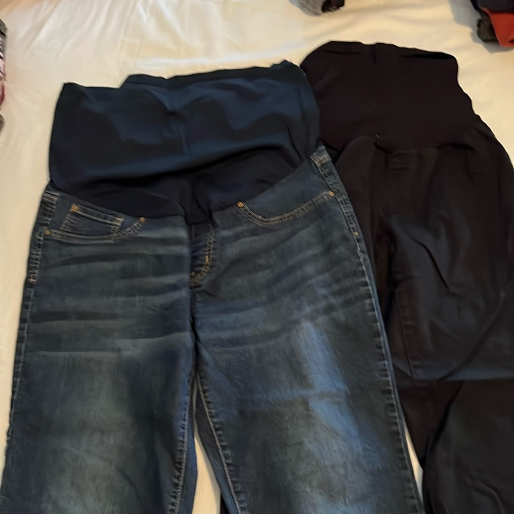 Two. Maternity jeans.